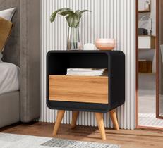 Mesa de Cabeceira Retrô Compacta 1 Gaveta 1 Nicho Potenza Móveis