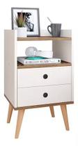 Mesa De Cabeceira Retrô Dream Plus - Off White/Freijó