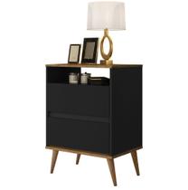Mesa de Cabeceira Retro Lotus 2G Preto Jequitibá J&A Móveis