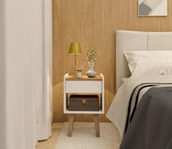Mesa de Cabeceira Retrô Luxo Easy Premium Branco ByHouse Mesa de Cabeceira Retrô Luxo Easy Premium Branco ByHouse