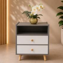 Mesa de Cabeceira Retrô mesa de cabeceira 2 Gavetas e Nicho Pés Palito 100% Mdf Moderno e Ultra Resisitente Quarto