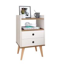 Mesa de Cabeceira Retrô Mesinha Moderna com Gaveta e Nicho Suporte Cantinho Leitura Criado Quarto Dream Off White/Freijó Mesa de Cabeceira Retrô Mesinha Moderna com Gaveta e Nicho Suporte Cantinho Leitura Criado Quarto Dream Off White/Freijó