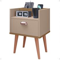 Mesa de Cabeceira Retro Milena Compacta com Gaveta Porta Celular Quarto Mesa de Cabeceira Retro Milena Compacta com Gaveta Porta Celular Quarto