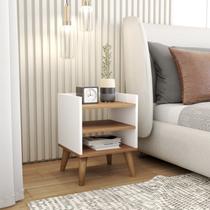 Mesa de Cabeceira Retrô Pés Palito de Madeira Mesinha Lateral Várias Cores Branco