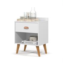 Mesa De Cabeceira Retrô Pés Palito Retro - Perola New - Branco