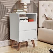 Mesa de cabeceira retrô pés palitos 2 gavetas -Like- CM Mesa de cabeceira retrô pés palitos 2 gavetas -Like- CM