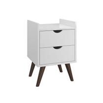 Mesa De Cabeceira Retrô Quarto 2 Gavetas Com Corrediças Telescópicas Juma Branco K7 Plus