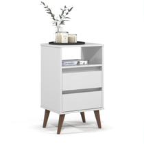 Mesa de Cabeceira Retrô Roma, 2 Gavetas com Corrediças Telescópicas Quarto