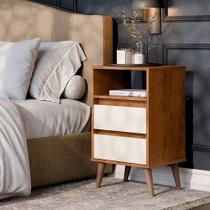 Mesa De Cabeceira Retrô Roma Freijó/Off White - EJ Móveis Mesa De Cabeceira Retrô Roma Freijó/Off White - EJ Móveis