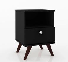 Mesa de Cabeceira Retrô RT 3019 Branca Movelbento 1 Gaveta 1 Nicho MDP