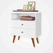 Mesa de Cabeceira Retro Status 2 Gavetas Off Whit J&A Móveis