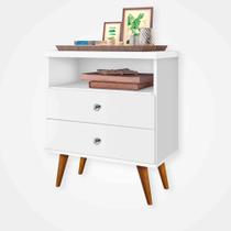 Mesa de Cabeceira Retro Status 2 Gavetas Off Whit J&A Móveis