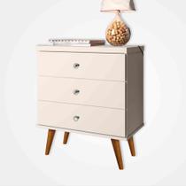 Mesa de Cabeceira Retro Status 3 Gavetas Off Whit J&A Móveis
