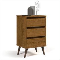 Mesa de Cabeceira Retrô Wood 3 Gavetas Freijó - EJ Móveis