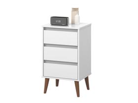 Mesa de Cabeceira Retro Wood Cor: Branco - EJ MÓVEIS