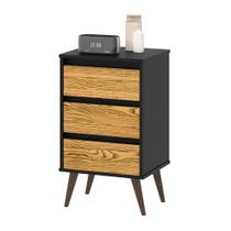 Mesa de Cabeceira Retro Wood Ej Móveis Preto/Nature 22307