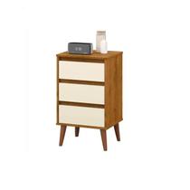 Mesa De Cabeceira Retro Wood Freijó C/ Off White EJ Móveis Mesa De Cabeceira Retro Wood Freijó C/ Off White EJ Móveis