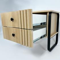 Mesa de cabeceira Roma- Duas gavetas com pés metálico preto Mesa de cabeceira Roma- Duas gavetas com pés metálico preto