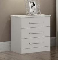 Mesa de Cabeceira Rubi 3 Gavetas Branco - Leifer