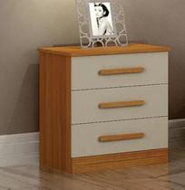 Mesa de Cabeceira Rubi 3 Gavetas Cinamomo/Off - Leifer