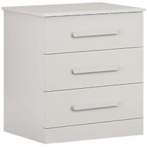 Mesa de Cabeceira Rubi Branca 3 Gavetas Leifer Móveis