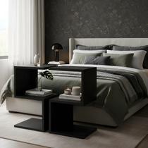 Mesa de Cabeceira S e Z PRETO MDF Nicho Quarto Sala