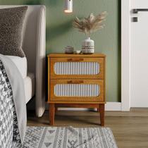 Mesa De Cabeceira Santorini 2 Gavetas 45 Cm Nature