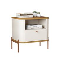 Mesa de Cabeceira Slim Tucupi Off White com Nature Pe Bronze - Moveis JB
