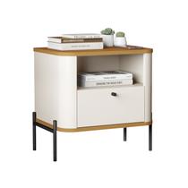 Mesa de Cabeceira Slim Tucupi Off White com Nature Pe Preto - Moveis JB