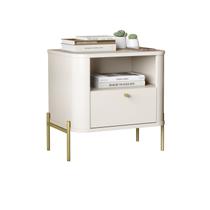 Mesa de Cabeceira Slim Tucupi Off White Pe Dourado - Moveis JB