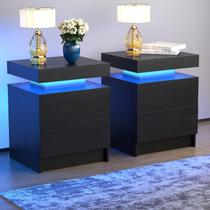 mesa de cabeceira SMORBOSS com Iluminação LED RGB 51x51x36cm Conjunto com 2 mesa de cabeceira SMORBOSS com Iluminação LED RGB 51x51x36cm Conjunto com 2