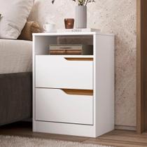 Mesa de Cabeceira Sole 2 Gavetas 1 Nicho Branco/Nature Flex Móveis Albatroz