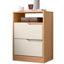 Mesa de Cabeceira Sole 2 Gavetas 1 Nicho Freijó/Off White Flex Móveis Albatroz