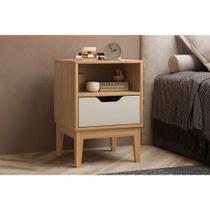 Mesa de Cabeceira Solteiro MB 1095 c/ 1 Gaveta Mel/Off White - Movelbento Mesa de Cabeceira Solteiro MB 1095 c/ 1 Gaveta Mel/Off White - Movelbento