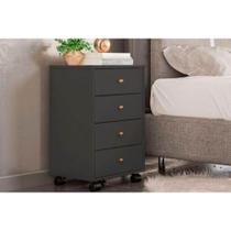 Mesa de Cabeceira Solteiro Presence c/ 4 Gavetas Amendola Touch/Grafito - Demóbile