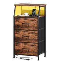 Mesa de cabeceira Somdot Tall com estação de carregamento e luz LED