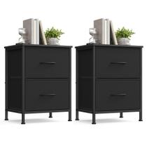 Mesa de cabeceira SONGMICS BELLAH com 2 gavetas, preta, conjunto Mesa de cabeceira SONGMICS BELLAH com 2 gavetas, preta, conjunto
