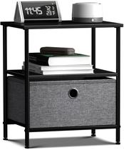 Mesa de cabeceira Sorbus de 1 gaveta com estrutura de aço para armazenamento em prateleiras