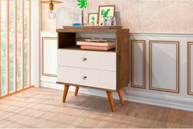 Mesa De Cabeceira Status 2 gavetas Jequitibá/Off White