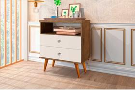 Mesa de cabeceira status 2 gavetas jequitibá off white