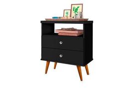 Mesa De Cabeceira Status 2 Gavetas Preto