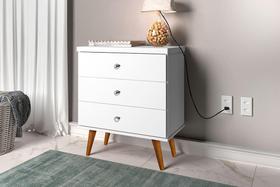 Mesa de cabeceira status 3 gavetas branca