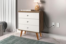 Mesa de cabeceira status 3 gavetas jequitibá off white