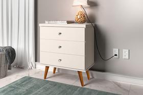 Mesa de cabeceira status 3 gavetas off white