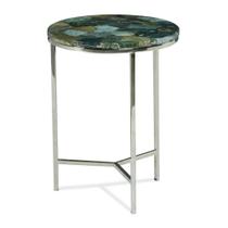 Mesa de cabeceira Steve Silver Foster Accent Side Green Jasper Stone Top-Chrome Base