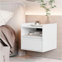 Mesa de Cabeceira Suspensa com Gaveta 1 Gaveta MDP Branco de Casa para Dormitório Mesa de Cabeceira Suspensa com Gaveta 1 Gaveta MDP Branco de Casa para Dormitório