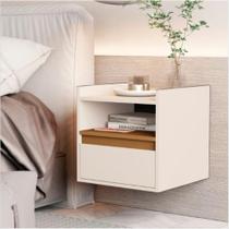 Mesa De Cabeceira Suspensa Com Gaveta Off White Nature Mesa De Cabeceira Suspensa Com Gaveta Off White Nature