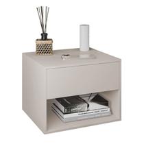 Mesa de Cabeceira Suspensa Fixa na Parede Sofia 1 Gaveta Corrediça Telescópica e Nicho - LH Móveis