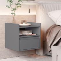 Mesa de Cabeceira Suspensa Minerva com 1 Porta Cinza Mesa de Cabeceira Suspensa Minerva com 1 Porta Cinza