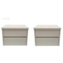 Mesa de cabeceira suspenso com 2 gavetas 2 peças mdf 15mm brancotx Mesa de cabeceira suspenso com 2 gavetas 2 peças mdf 15mm brancotx